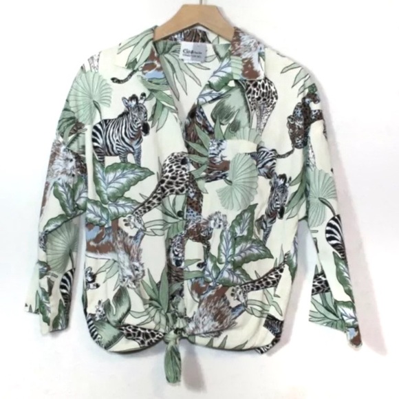 Vintage Tops - Vintage 70s button up shirt jungle print dad shirt